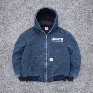 Carhartt J140 BLK Black Navy Union Made USA Jacket Vintage Medium Quilt Lined up
